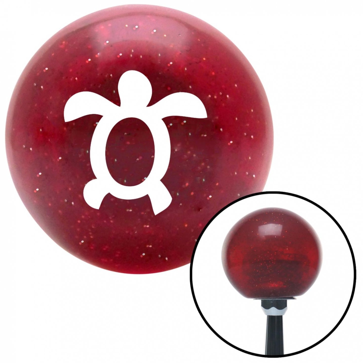 American Shifter 57298 White Simple Turtle Red Metal Flake Shift Knob with M16 x 1.5 Insert Shifter Auto