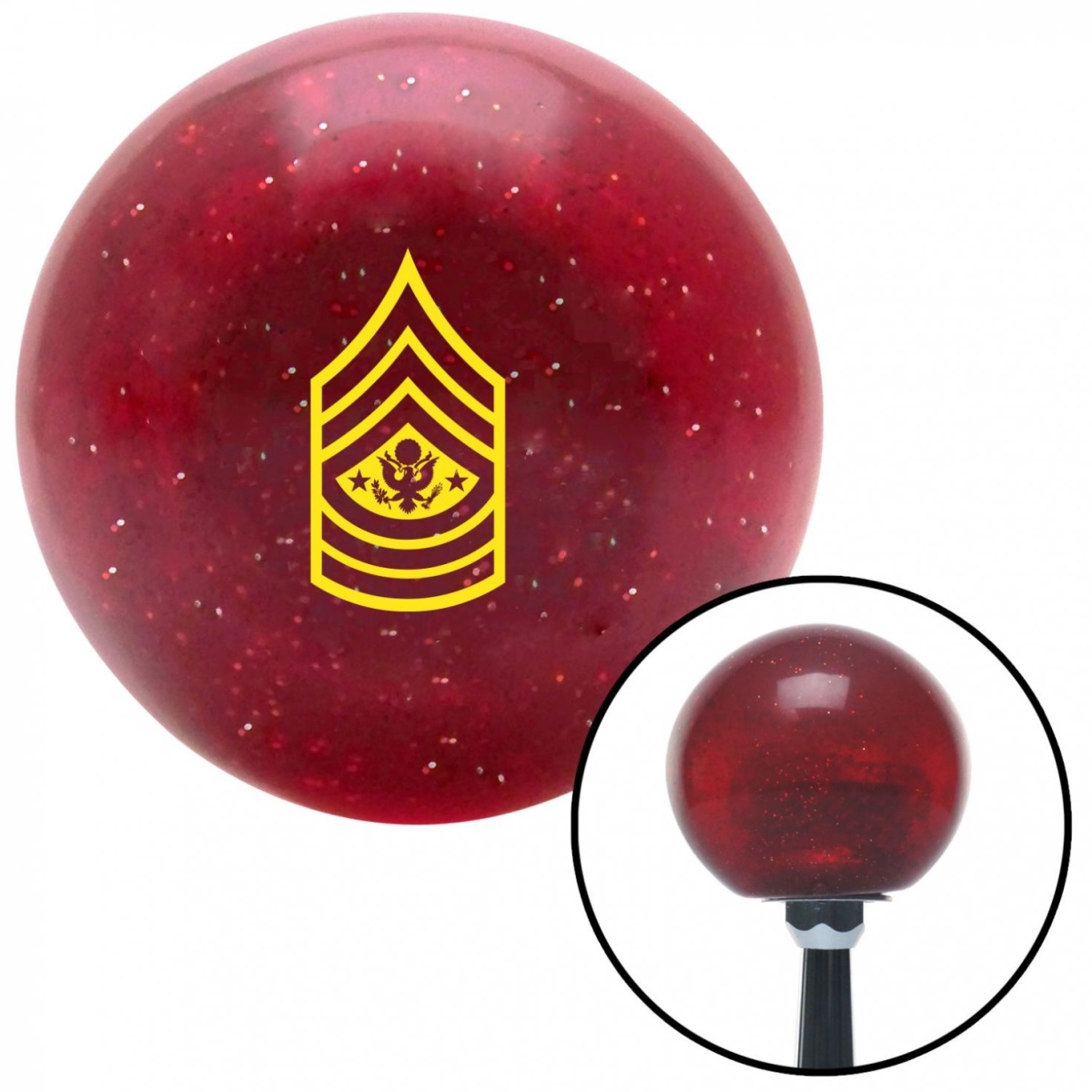 American Shifter 58048 Yellow Sergeant Major of the Army Red Metal Flake Shift Knob with M16 x 1.5 Insert