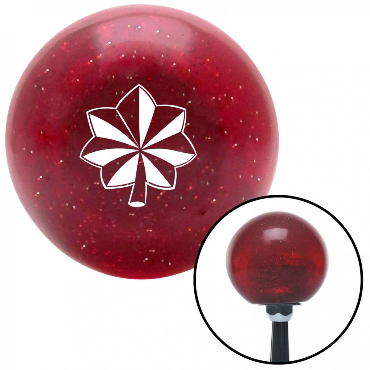 American Shifter 58079 White Major & Lieutenant Colonel Red Metal Flake Shift Knob with M16 x 1.5 Insert