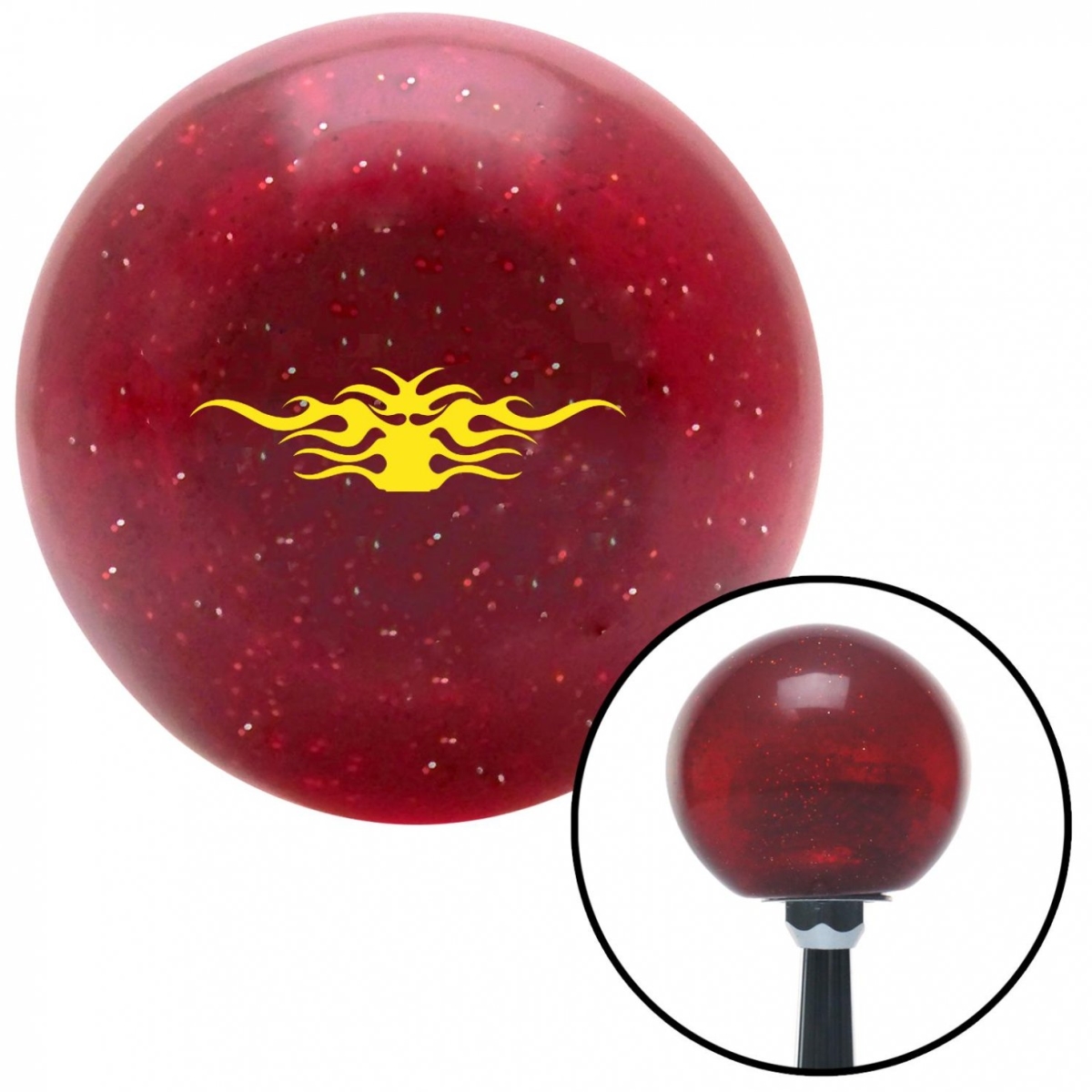 American Shifter 50588 Yellow Tribal Flames Red Metal Flake Shift Knob with M16 x 1.5 Insert Shifter Auto