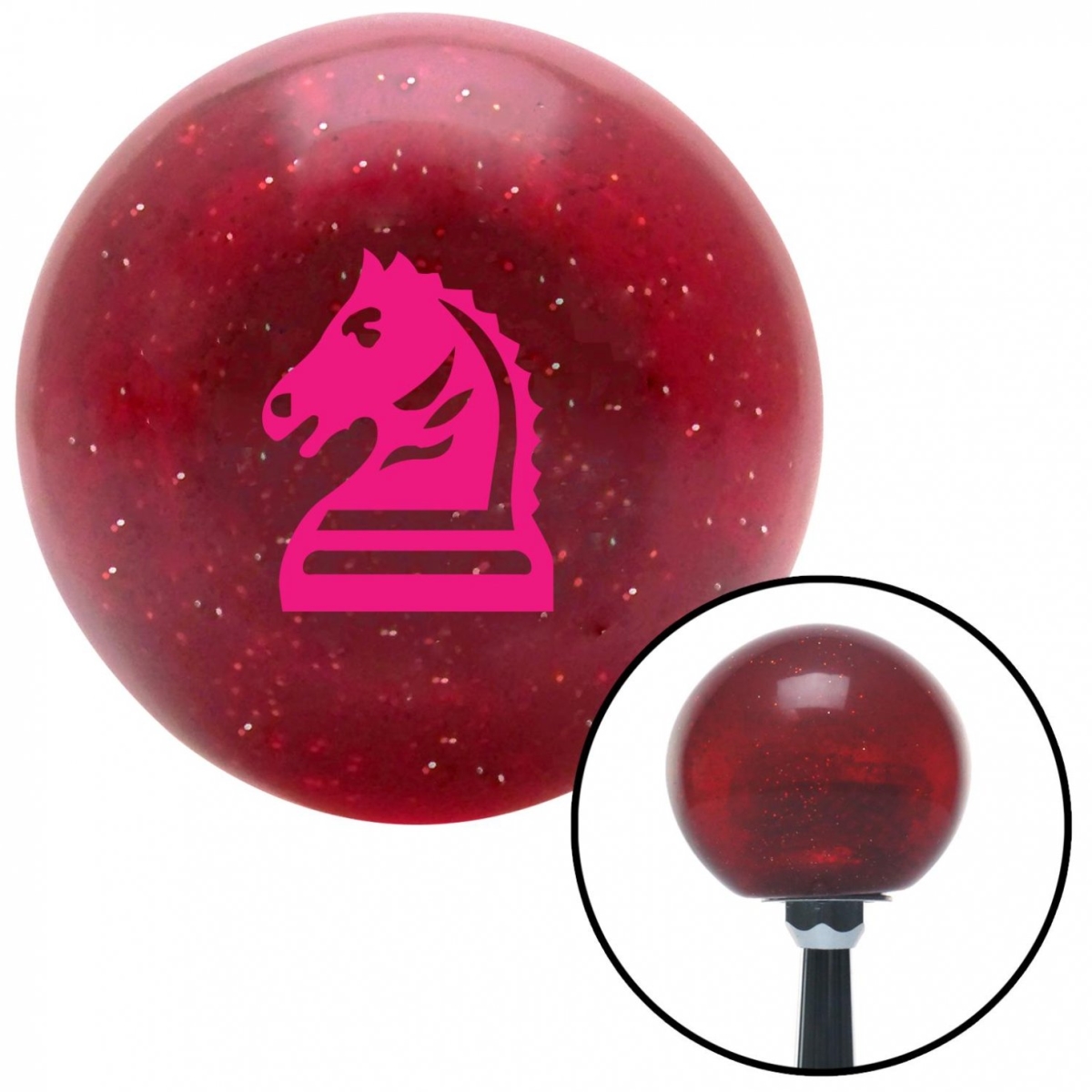 American Shifter 58833 Pink Knight Horse Red Metal Flake Shift Knob with M16 x 1.5 Insert Shifter Auto