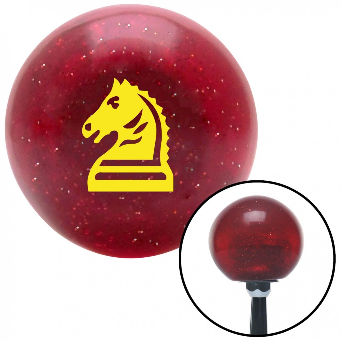 American Shifter 58836 Yellow Knight Horse Red Metal Flake Shift Knob with M16 x 1.5 Insert Shifter Auto