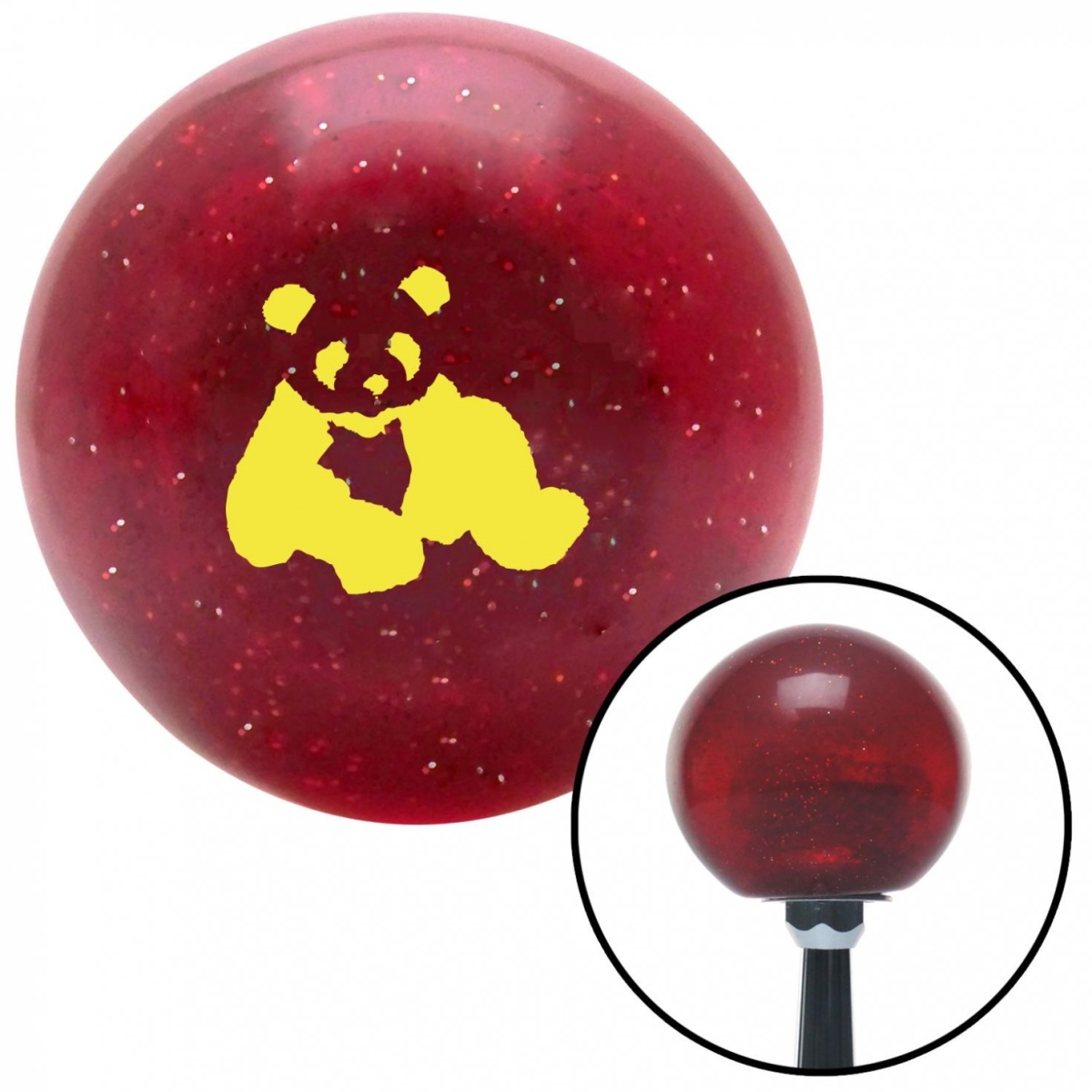 American Shifter 58861 Yellow Panda Bear Red Metal Flake Shift Knob with M16 x 1.5 Insert Shifter Auto