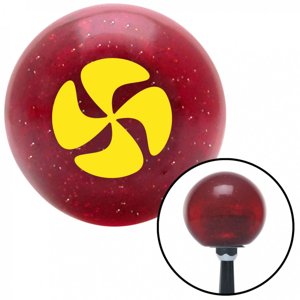 American Shifter 50740 Yellow Swirling Fan Red Metal Flake Shift Knob with M16 x 1.5 Insert Shifter Auto