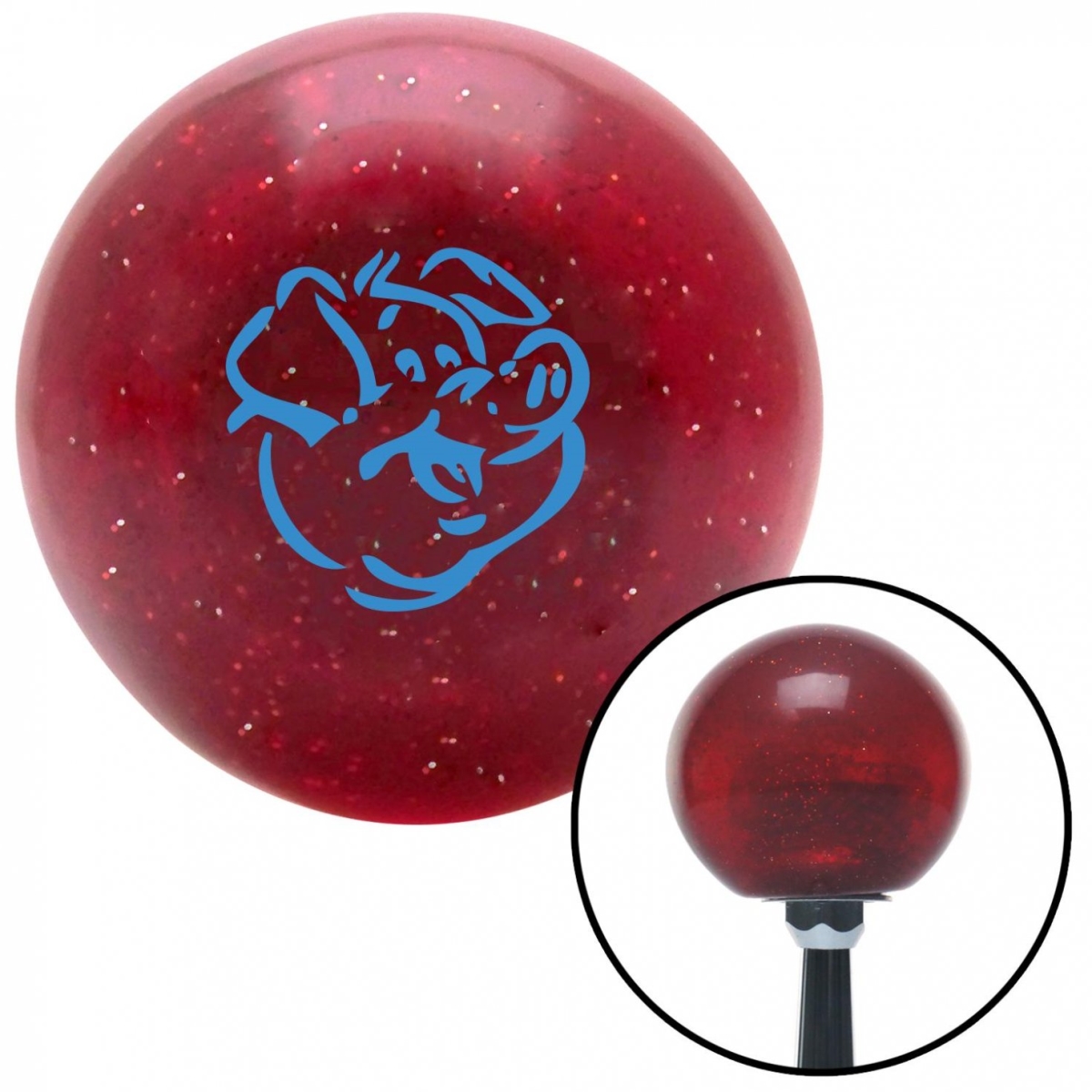 American Shifter 58888 Blue Pig Red Metal Flake Shift Knob with M16 x 1.5 Insert Shifter Auto Manual Brody
