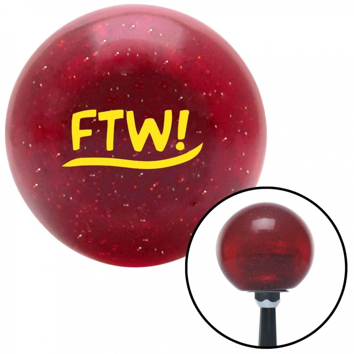 American Shifter 56192 Yellow FTW Red Metal Flake Shift Knob with M16 x 1.5 Insert Shifter Auto Manual