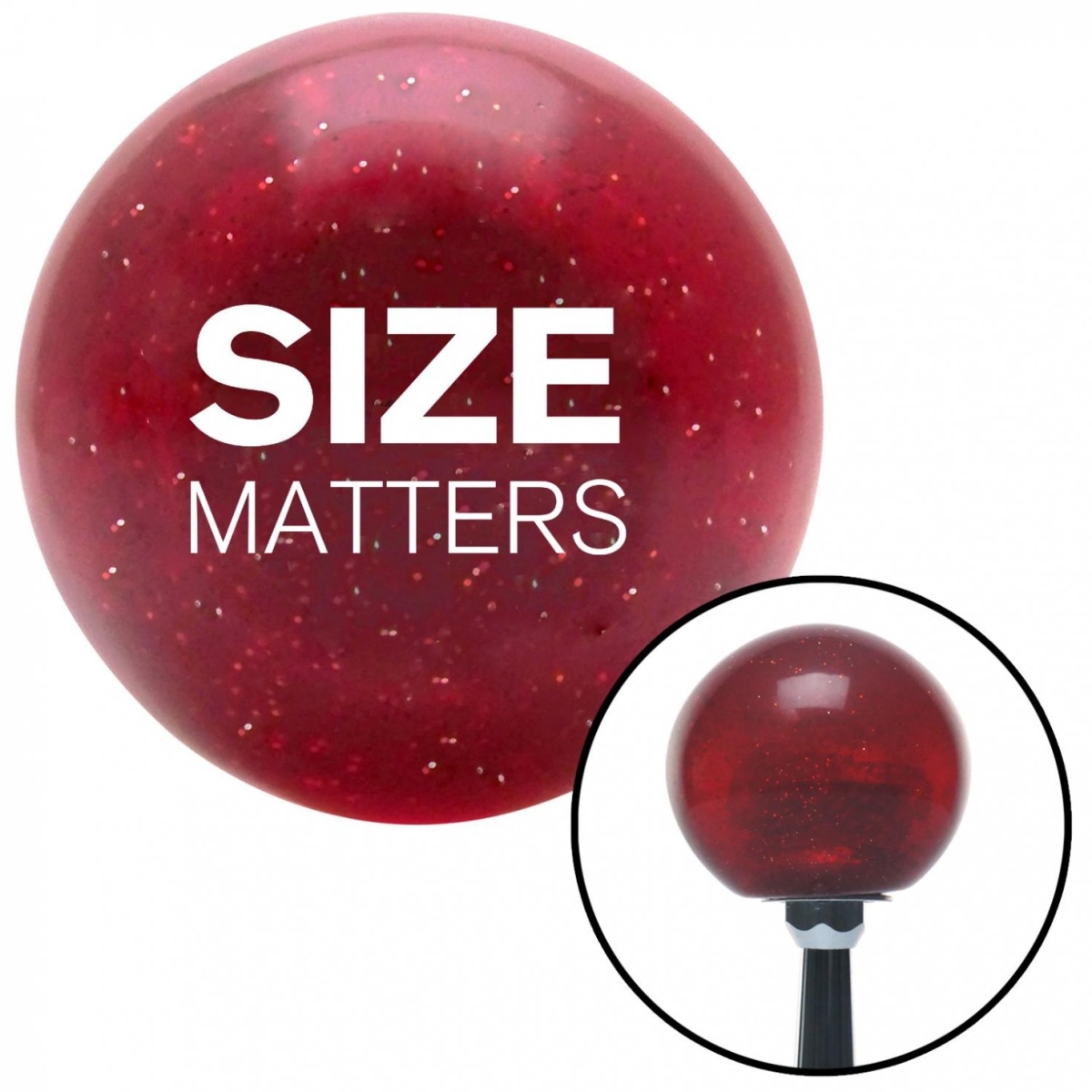 American Shifter 56340 White Size Matters Red Metal Flake Shift Knob with M16 x 1.5 Insert Shifter Auto