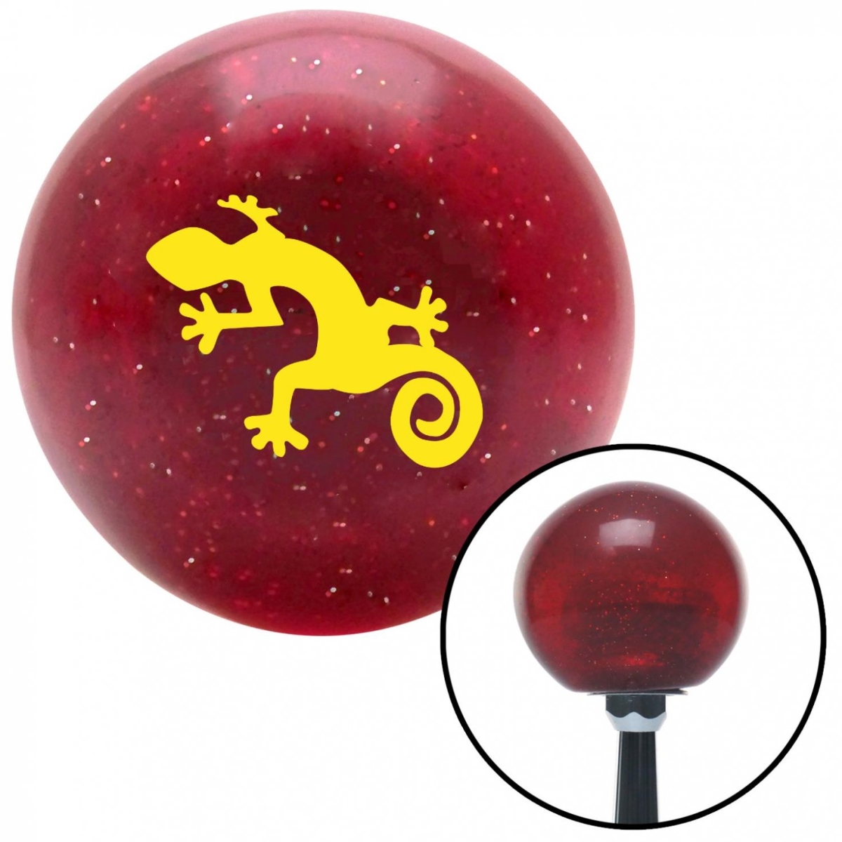 American Shifter 57071 Yellow Gecko Red Metal Flake Shift Knob with M16 x 1.5 Insert Shifter Auto Manual