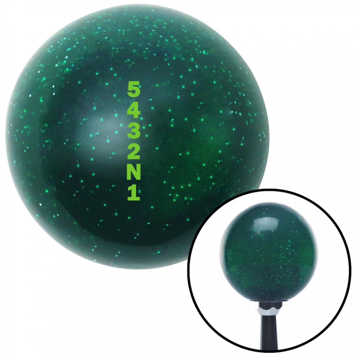 American Shifter 60655 Green 5432N1 Shift Pattern Green Metal Flake Shift Knob with M16 x 1.5 Insert Auto