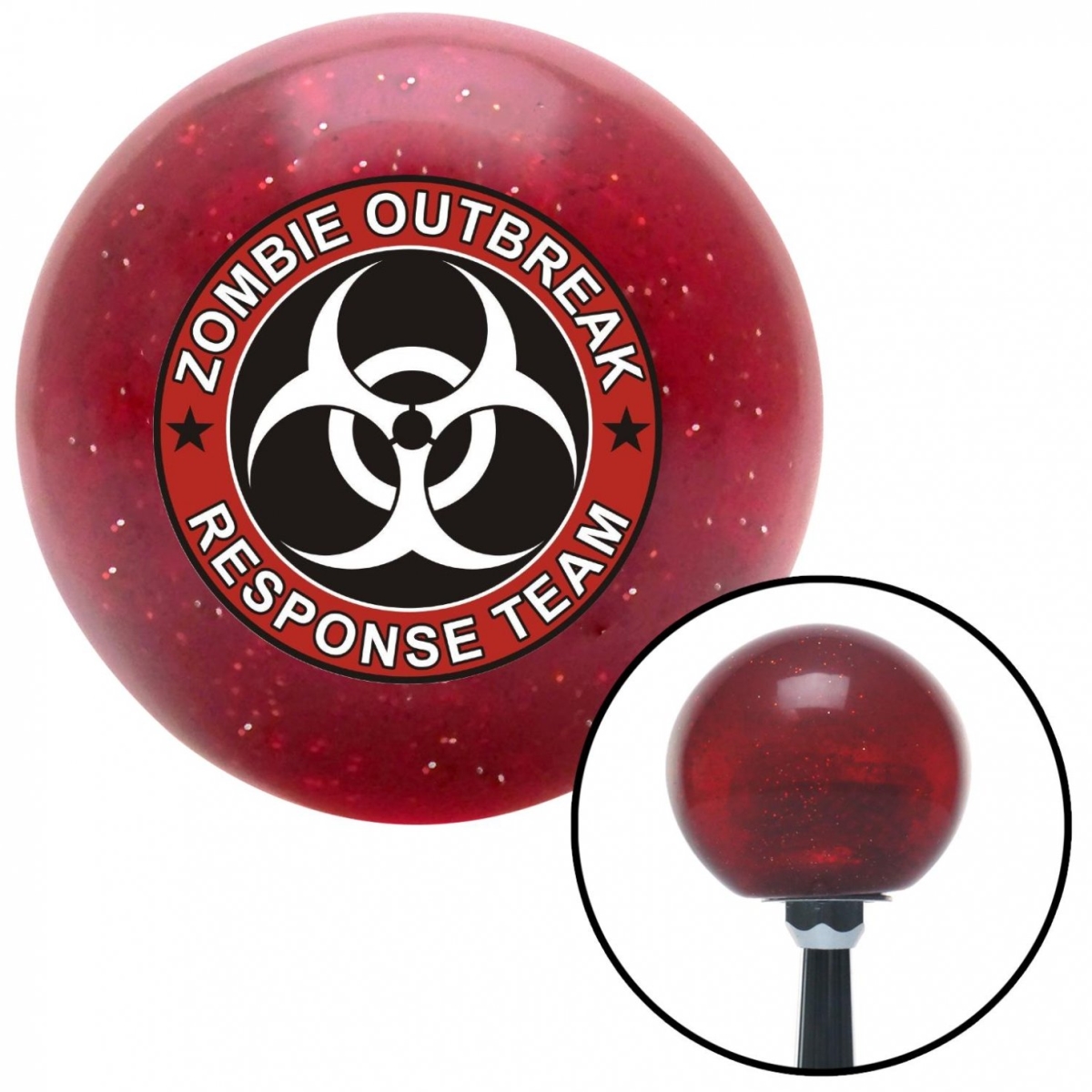 American Shifter 59807 Zombie Outbreak Response Team Red Metal Flake Shift Knob with M16 x 1.5 Insert Auto