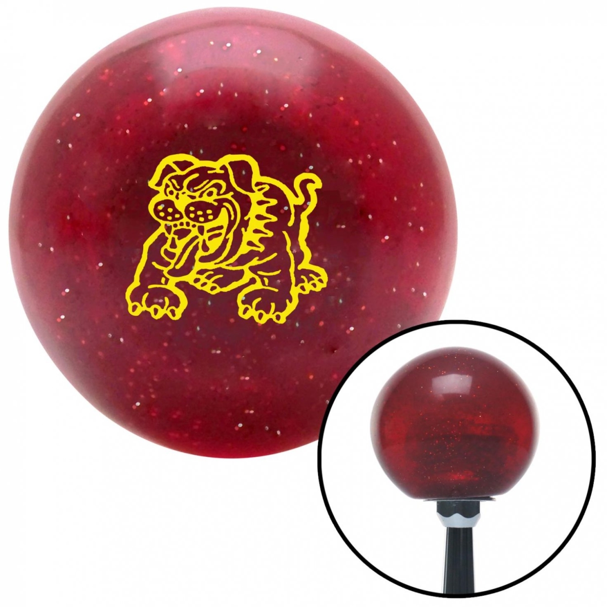 American Shifter 59825 Yellow Bulldog Angry Red Metal Flake Shift Knob with M16 x 1.5 Insert Shifter Auto