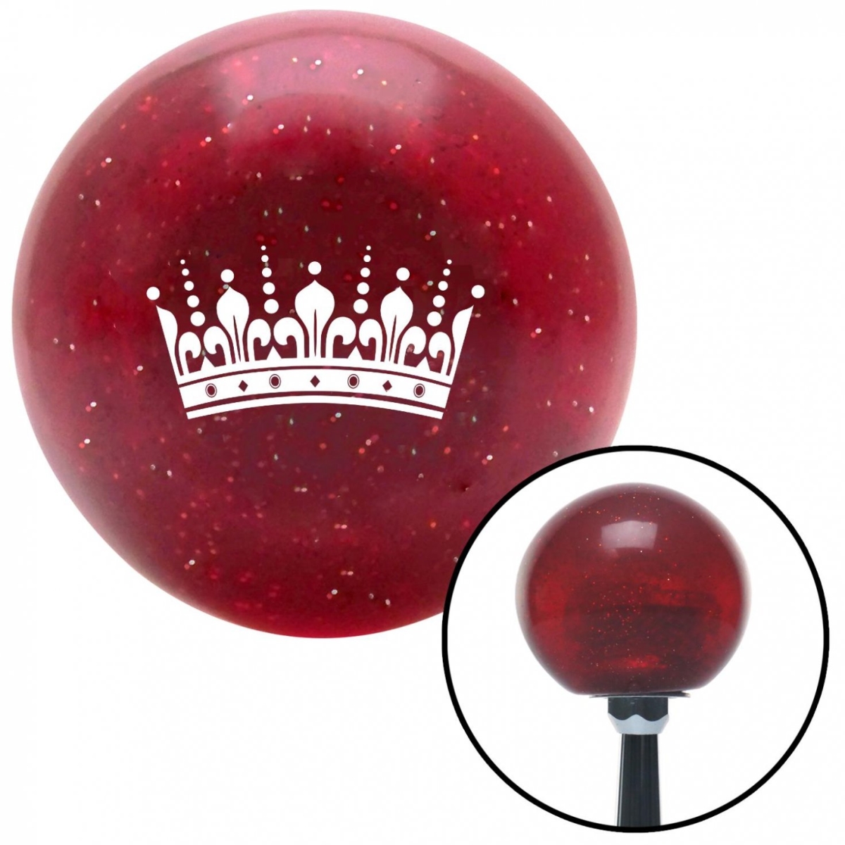 American Shifter 50979 White Queens Crown Red Metal Flake Shift Knob with M16 x 1.5 Insert Shifter Auto