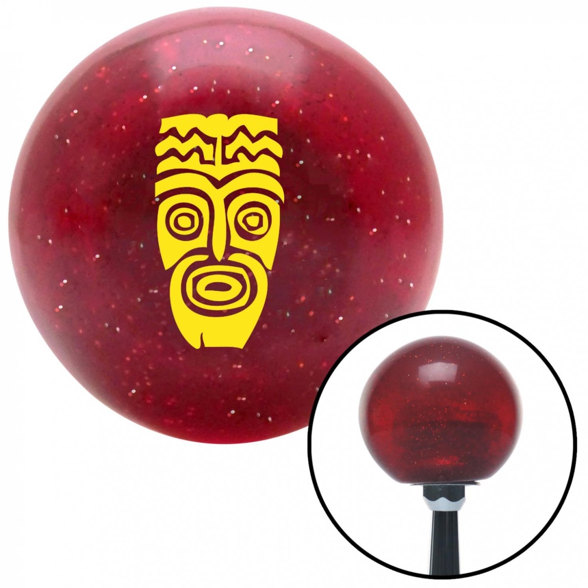 American Shifter 57223 Yellow Hawaiian Mask Red Metal Flake Shift Knob with M16 x 1.5 Insert Shifter Auto