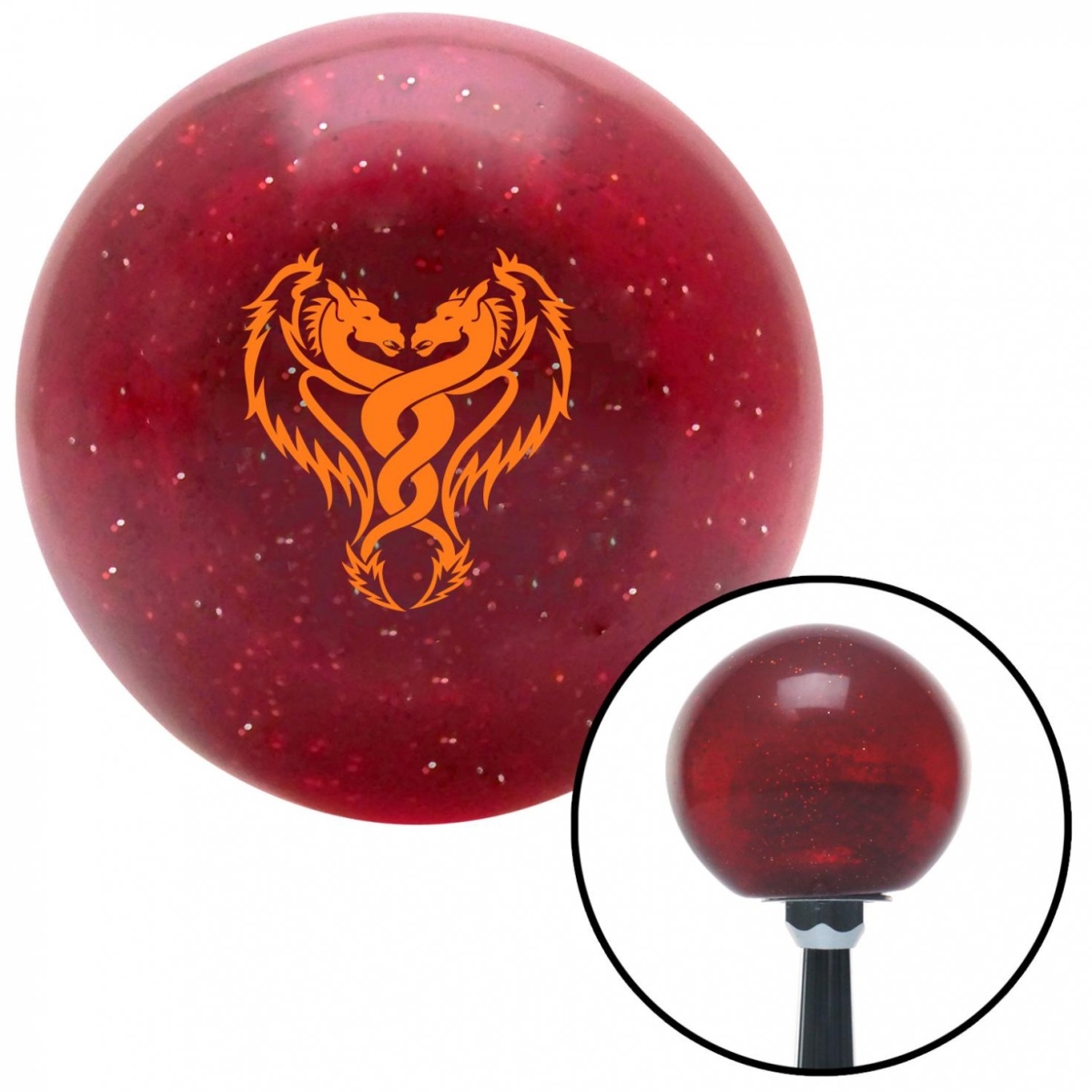 American Shifter 51008 Orange Dual Dragons Red Metal Flake Shift Knob with M16 x 1.5 Insert Shifter Auto