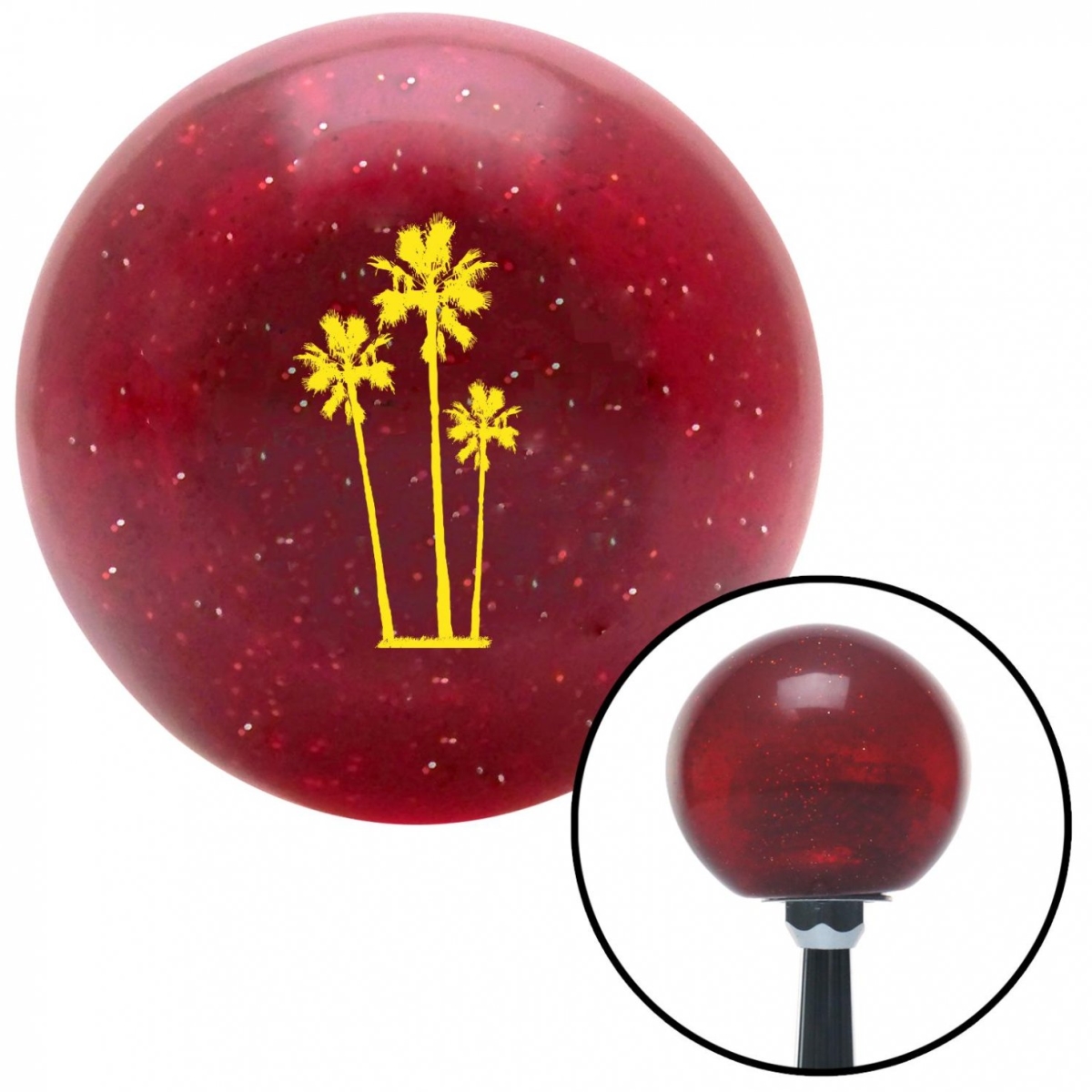American Shifter 57239 Yellow Group of Palms Red Metal Flake Shift Knob with M16 x 1.5 Insert Shifter Auto
