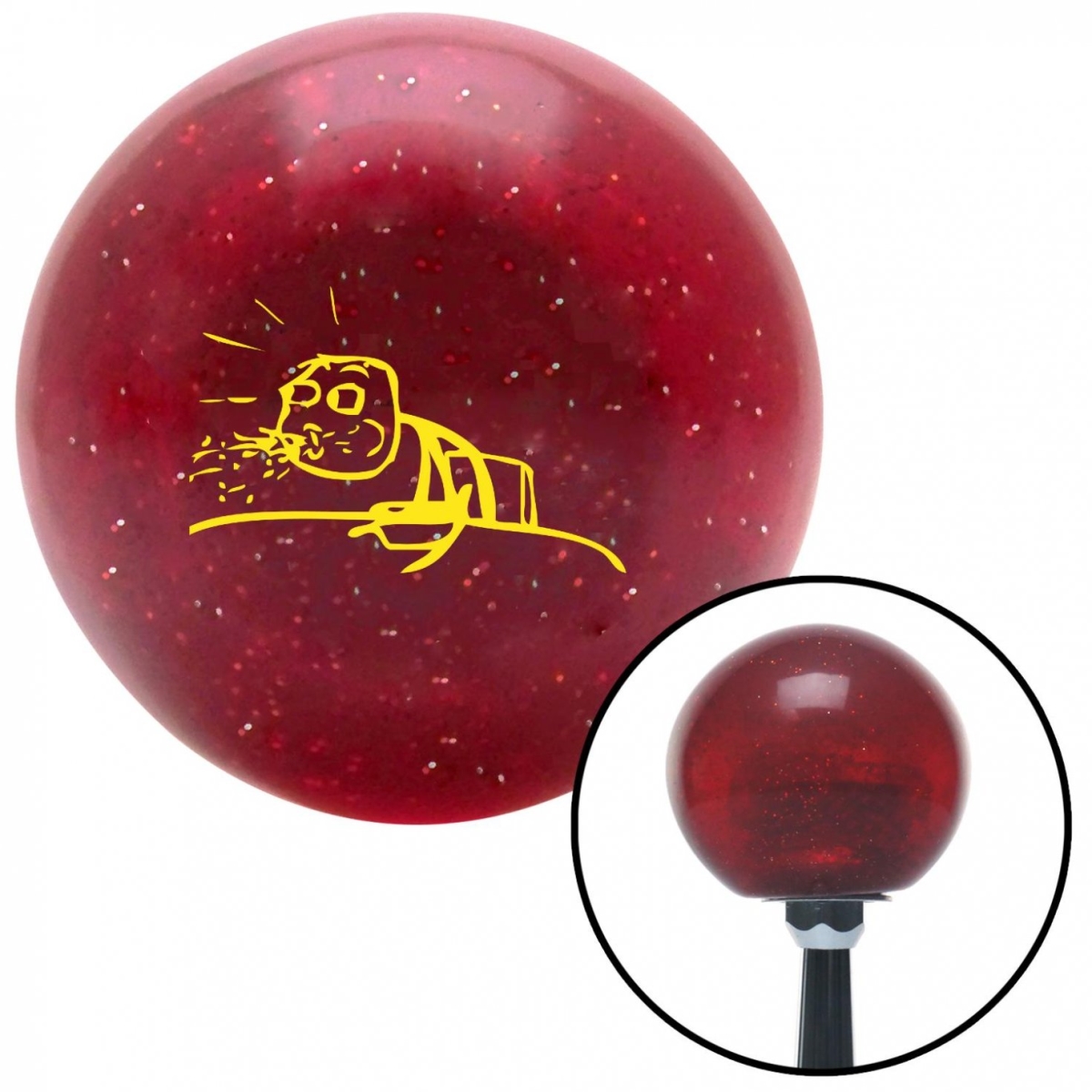 American Shifter 53300 Yellow Guy Cereal Spitting Red Metal Flake Shift Knob with M16 x 1.5 Insert Shifter