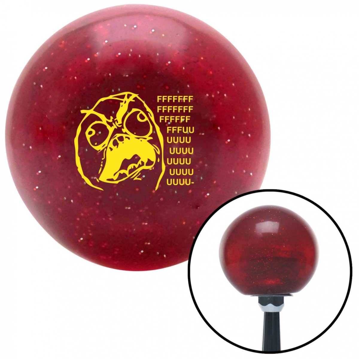 American Shifter 53517 Yellow Rage Face Red Metal Flake Shift Knob with M16 x 1.5 Insert Shifter Auto Brody