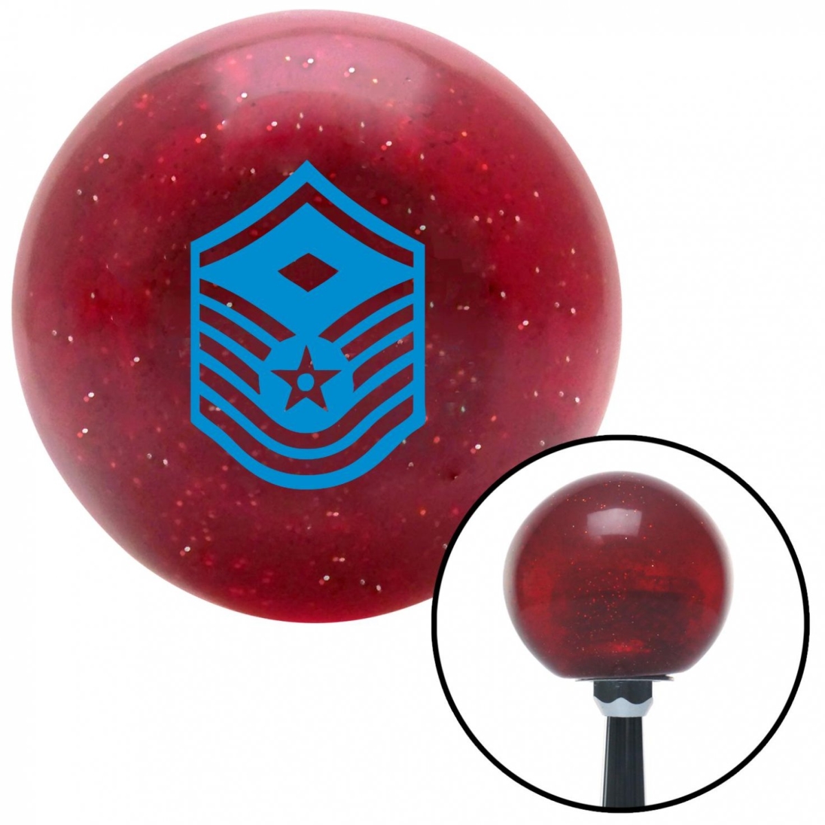 American Shifter 53624 Blue Master Sergeant First Sergeant Red Metal Flake Shift Knob with M16 x 1.5 Insert