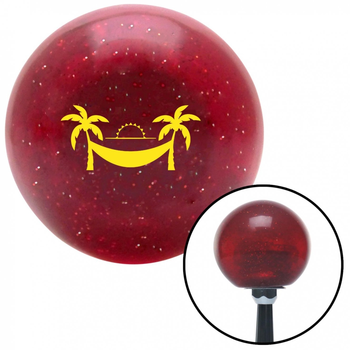 American Shifter 57111 Yellow Hammock Scene Red Metal Flake Shift Knob with M16 x 1.5 Insert Shifter Auto