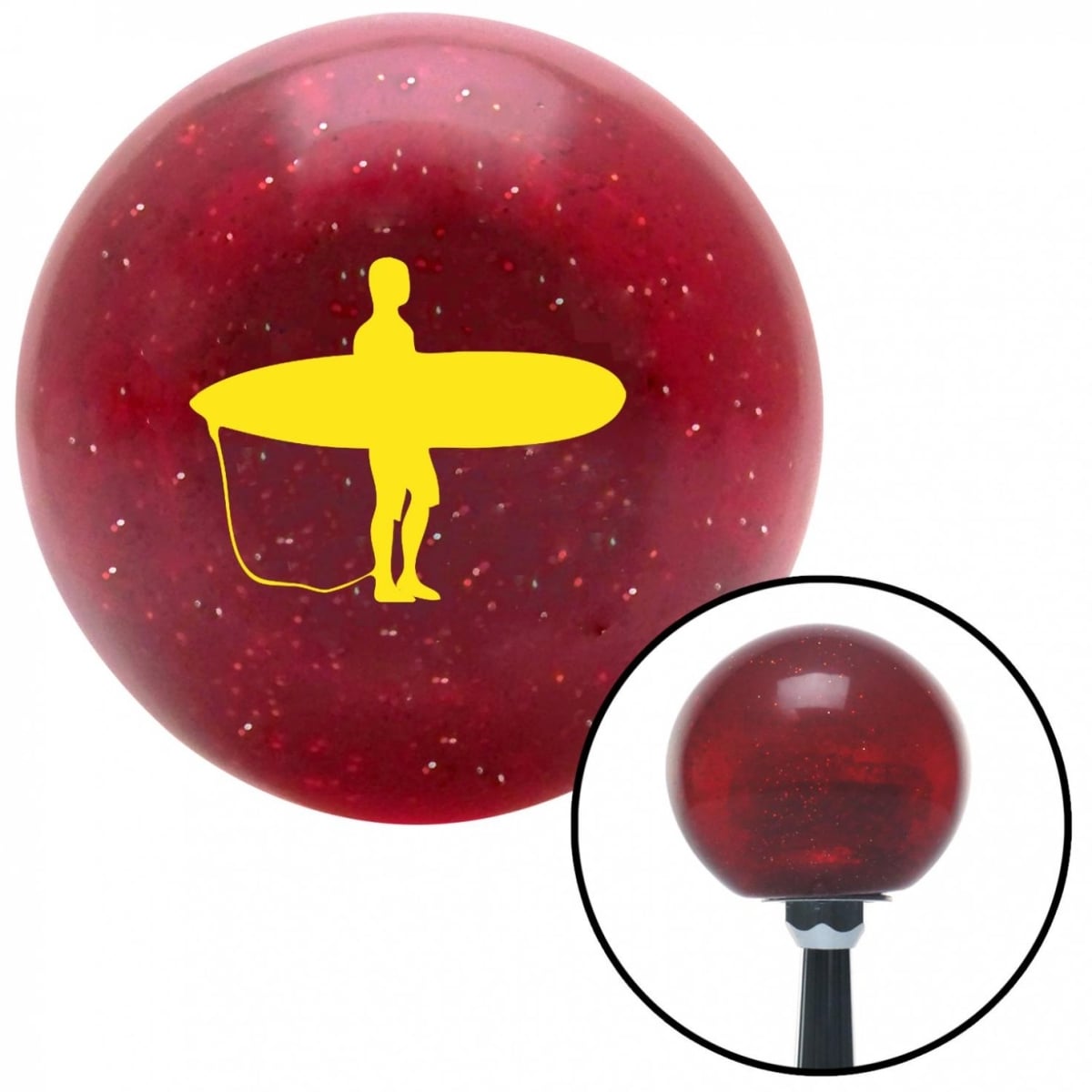 American Shifter 57199 Yellow Surfer Waiting on Beach Red Metal Flake Shift Knob with M16 x 1.5 Insert