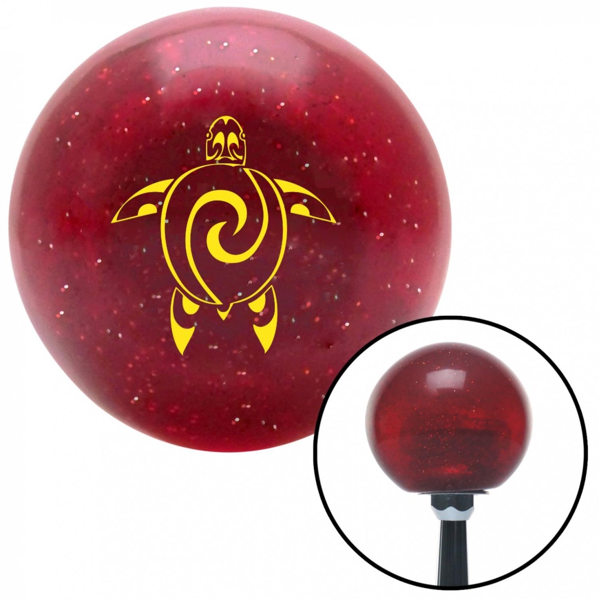 American Shifter 57333 Yellow Abstract Turtle Red Metal Flake Shift Knob with M16 x 1.5 Insert Shifter
