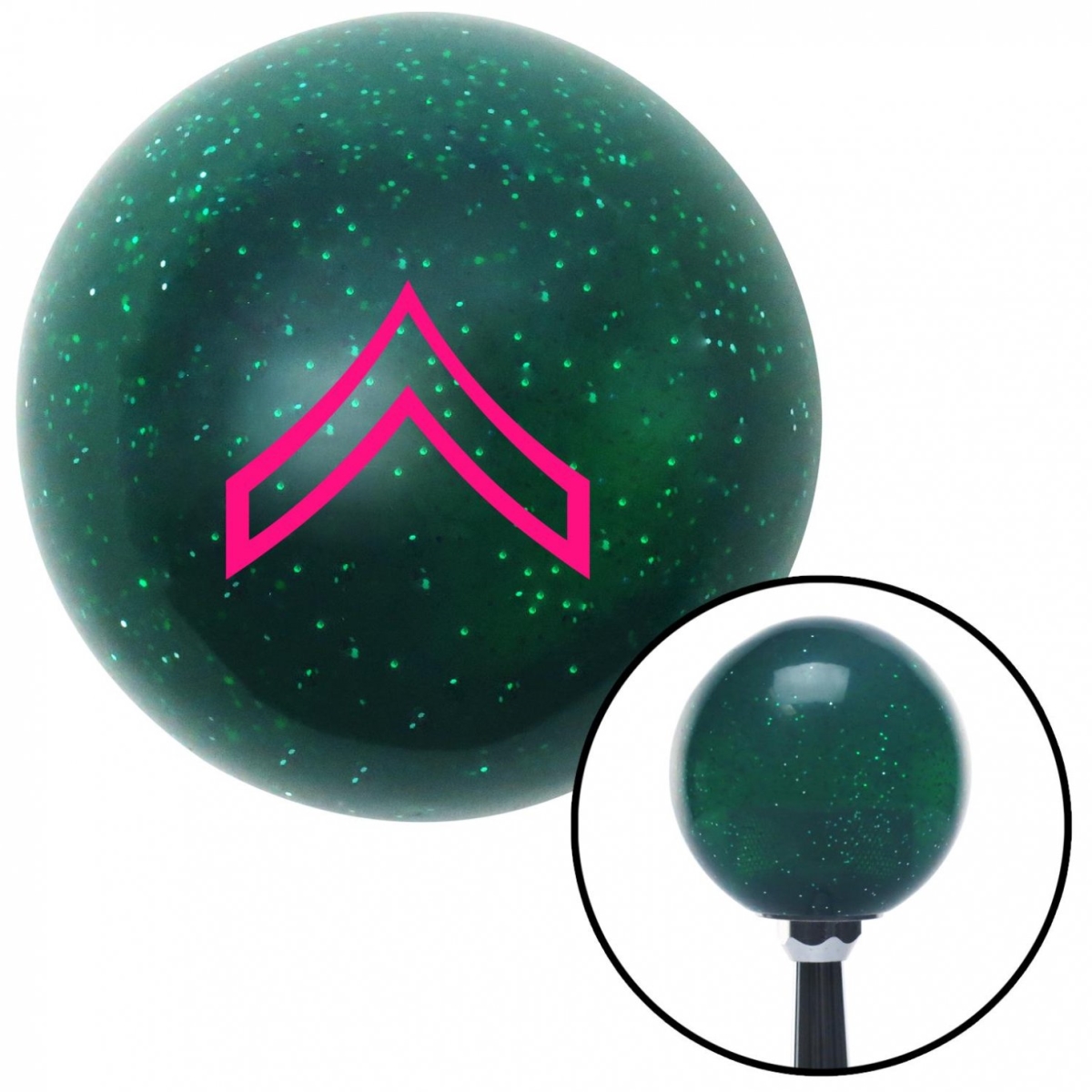 American Shifter 60176 Pink 01 Private First Class Green Metal Flake Shift Knob with M16 x 1.5 Insert Auto
