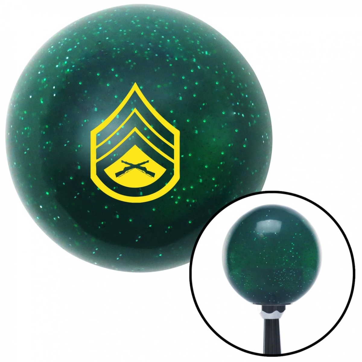 American Shifter 60215 Yellow 05 Staff Sergeant Green Metal Flake Shift Knob with M16 x 1.5 Insert Shifter