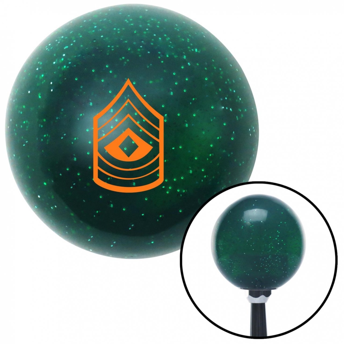 American Shifter 60246 Orange 08 First Sergeant Green Metal Flake Shift Knob with M16 x 1.5 Insert Shifter