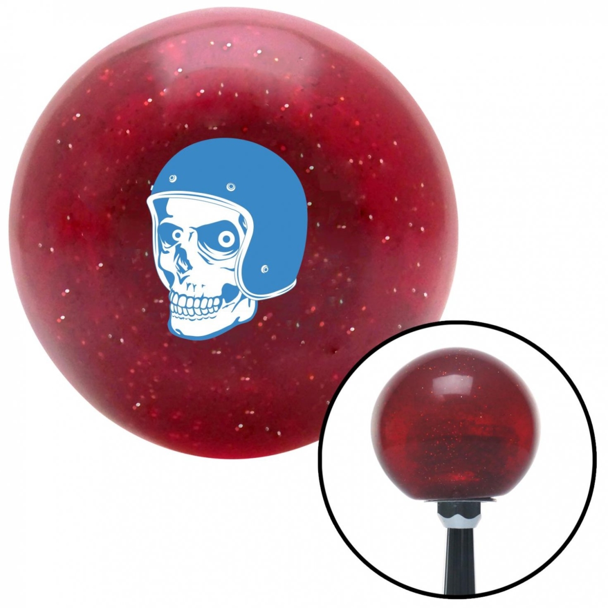 American Shifter 60115 Blue Hellraiser Skull Red Metal Flake Shift Knob with M16 x 1.5 Insert Shifter Auto