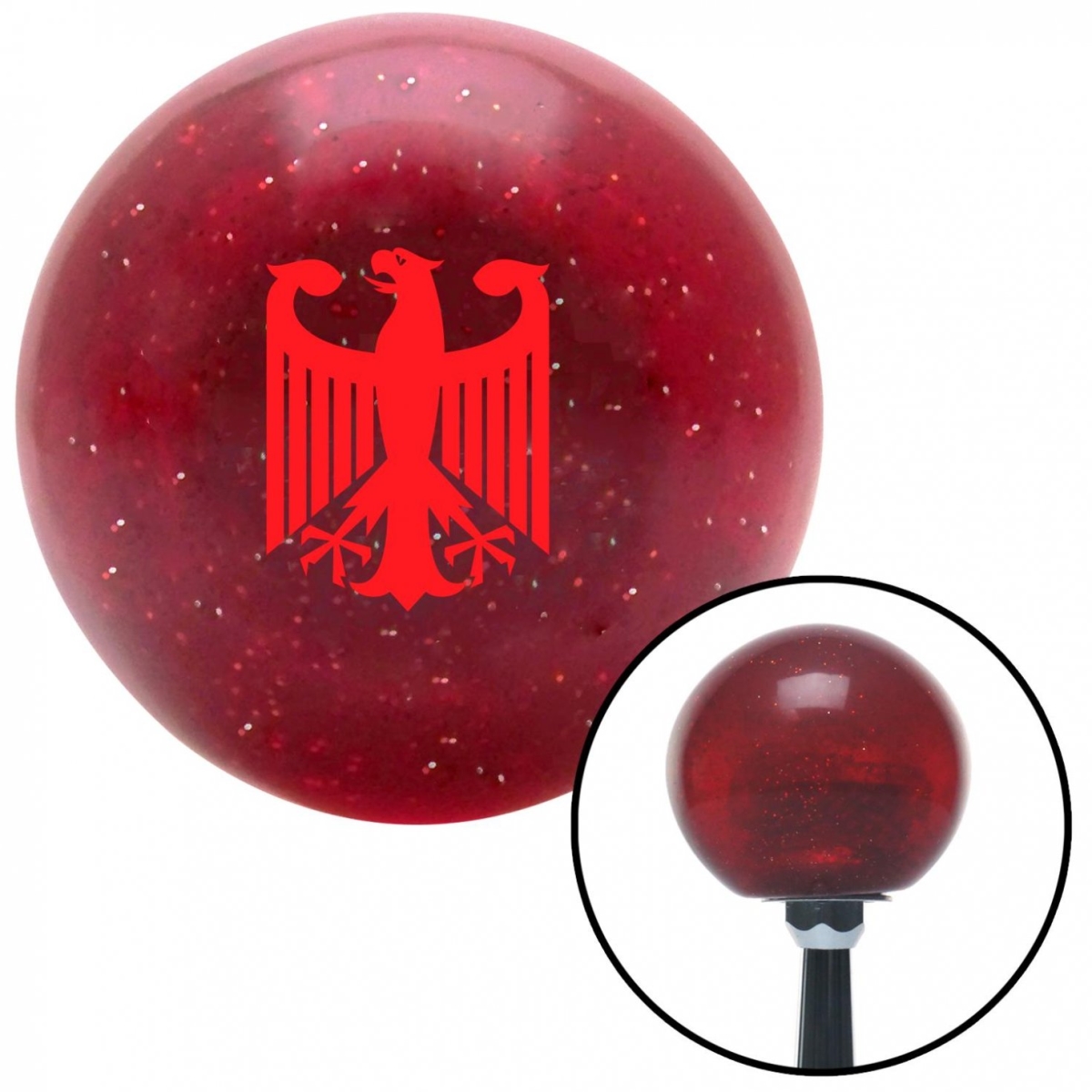 American Shifter 58478 Red Heraldic Eagle Red Metal Flake Shift Knob with M16 x 1.5 Insert Shifter Auto
