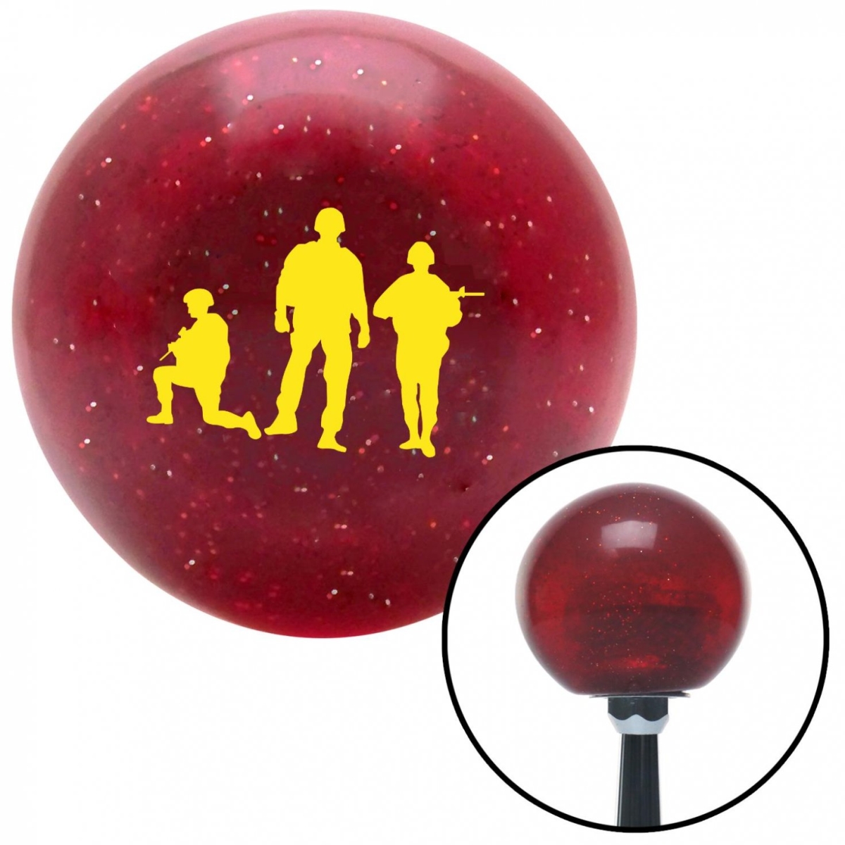 American Shifter 58570 Yellow Soldiers Red Metal Flake Shift Knob with M16 x 1.5 Insert Shifter Auto Brody