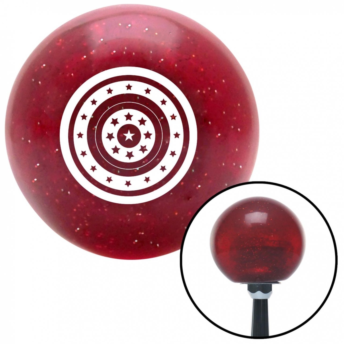 American Shifter 58637 White Star Target Red Metal Flake Shift Knob with M16 x 1.5 Insert Shifter Auto