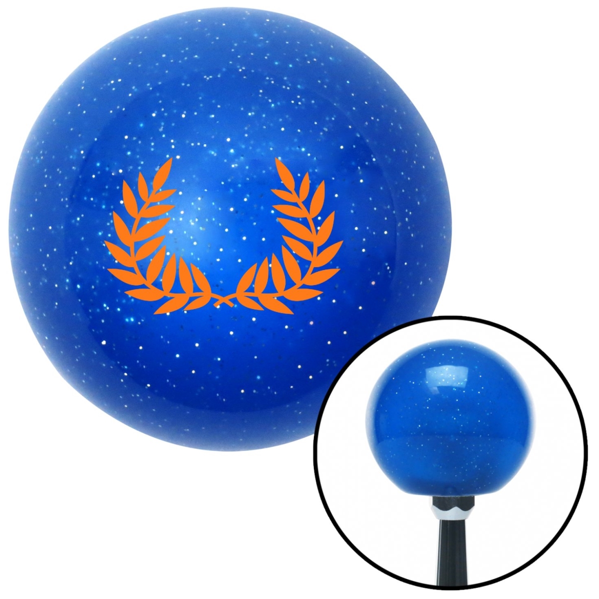 American Shifter 24822 Orange 2 Branches Pointing Up Blue Metal Flake Shift Knob with M16 x 1.5 Insert