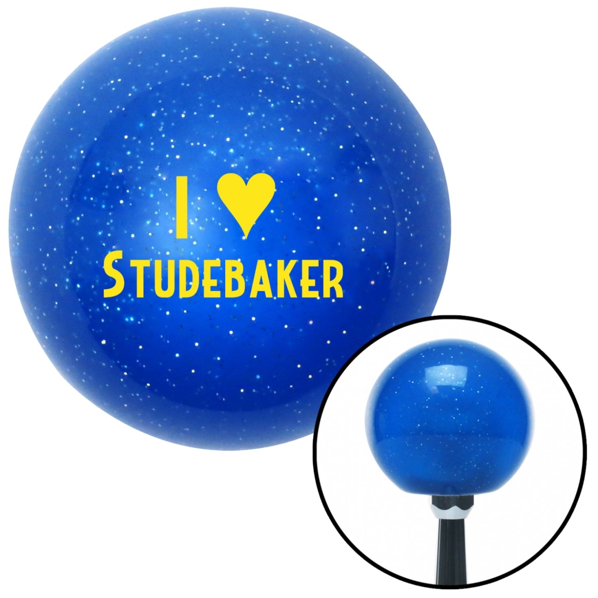 American Shifter 24146 Yellow I 3 STUDEBAKER Blue Metal Flake Shift Knob with M16 x 1.5 Insert Shifter