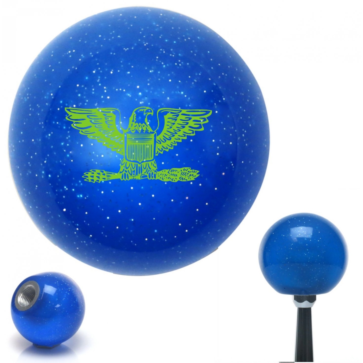 American Shifter 26250 Green Coast Guard Captain Eagle Blue Metal Flake Shift Knob with M16 x 1.5 Insert