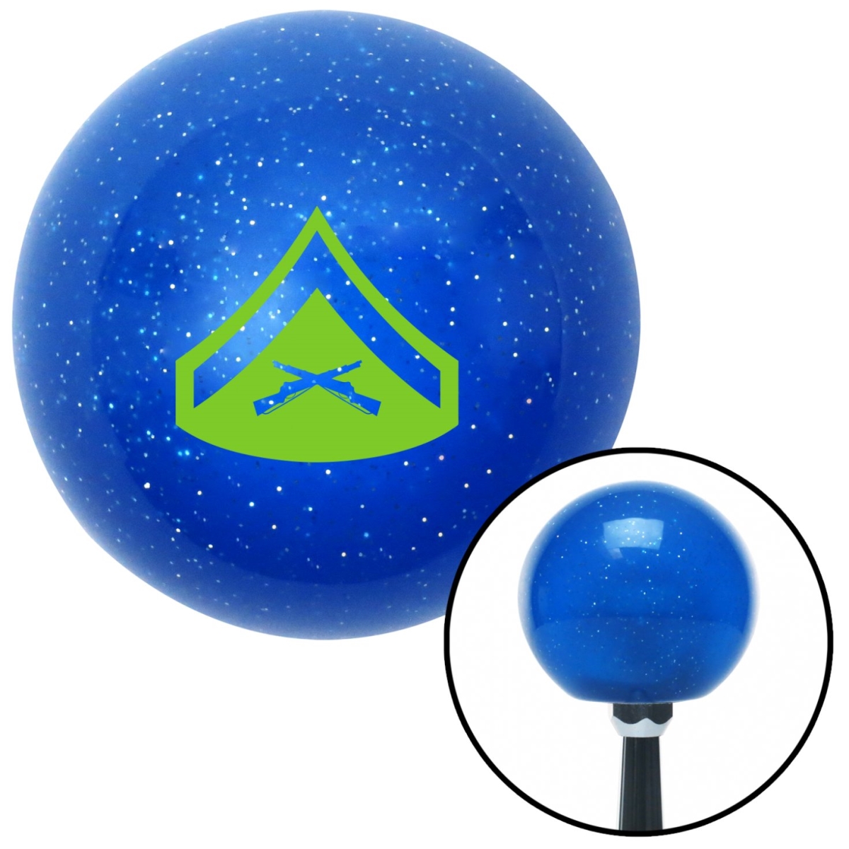 American Shifter 26323 Green 02 Lance Corporal Blue Metal Flake Shift Knob with M16 x 1.5 Insert Shifter