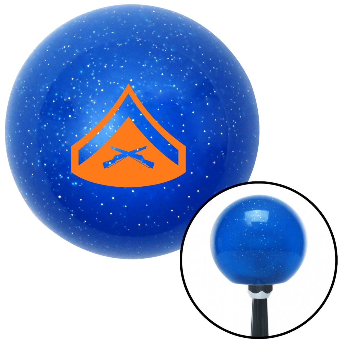 American Shifter 26324 Orange 02 Lance Corporal Blue Metal Flake Shift Knob with M16 x 1.5 Insert Shifter