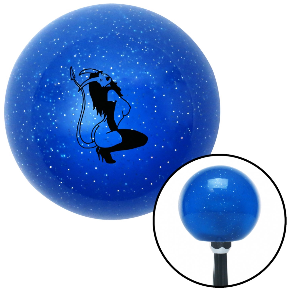 American Shifter 24954 Black Devil Temptress Blue Metal Flake Shift Knob with M16 x 1.5 Insert Shifter
