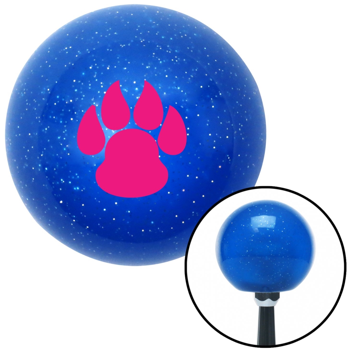 American Shifter 26909 Pink Pawprint Sharp Blue Metal Flake Shift Knob with M16 x 1.5 Insert Shifter Auto