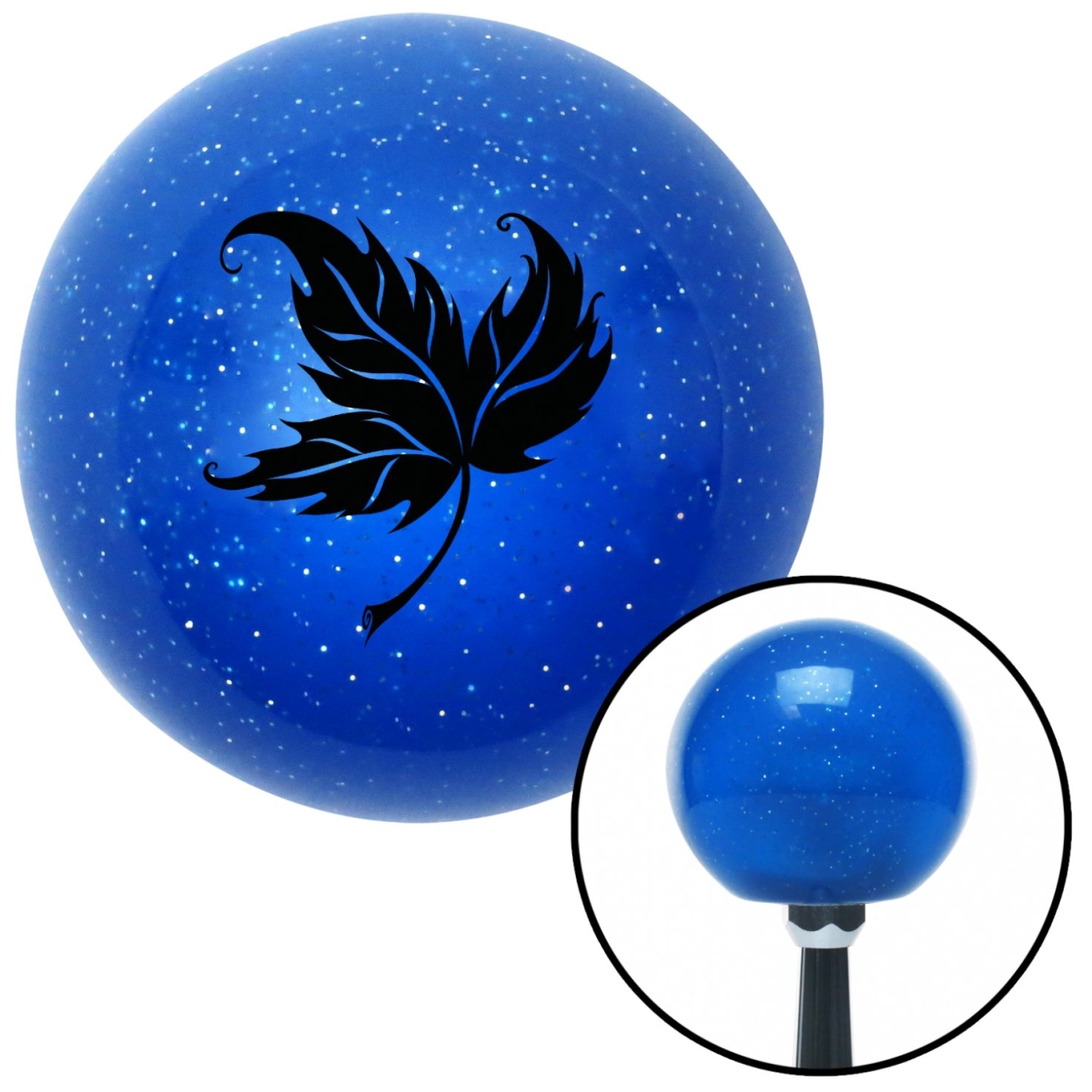 American Shifter 24803 Black Falling Leaf Blue Metal Flake Shift Knob with M16 x 1.5 Insert Shifter Auto
