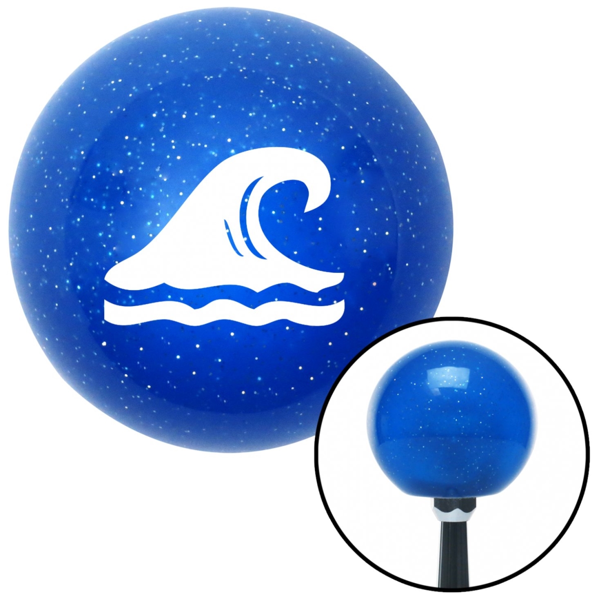 American Shifter 25725 White Hawaiian Waves No.2 Blue Metal Flake Shift Knob with M16 x 1.5 Insert Shifter