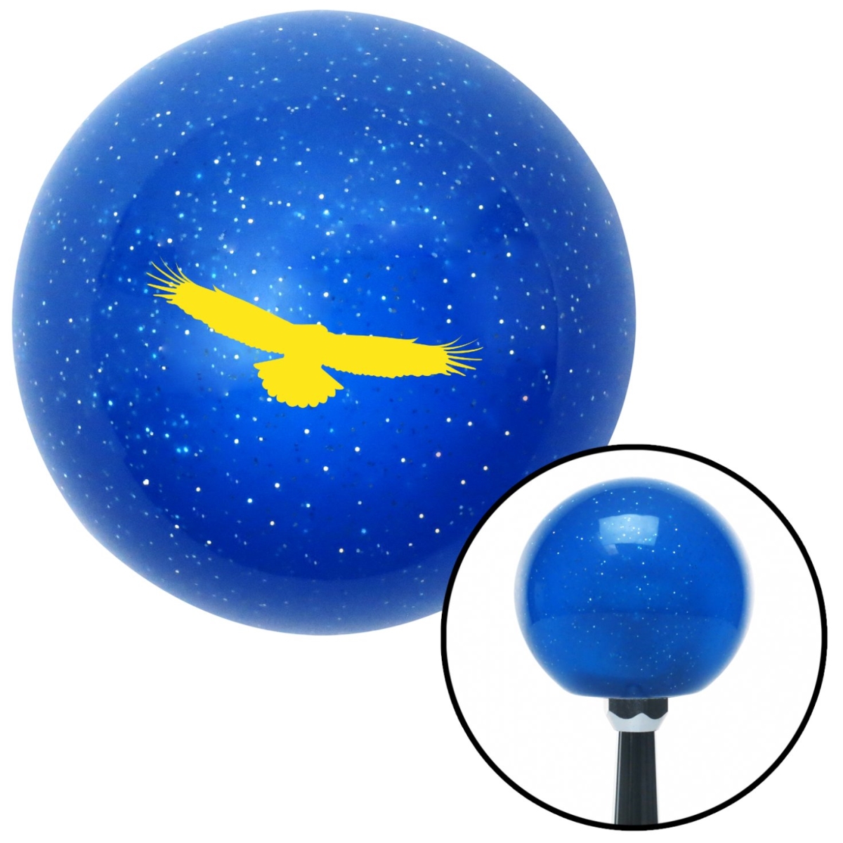 American Shifter 26514 Yellow Eagle Blue Metal Flake Shift Knob with M16 x 1.5 Insert Shifter Auto Manual