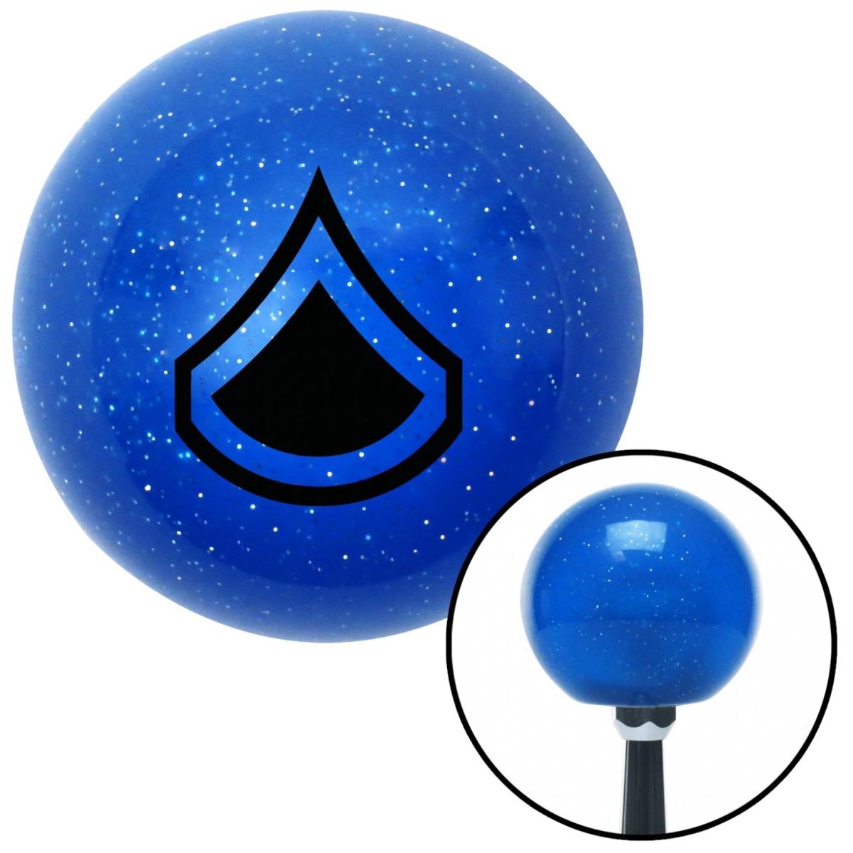 American Shifter 26063 Black Private First Class Blue Metal Flake Shift Knob with M16 x 1.5 Insert Shifter