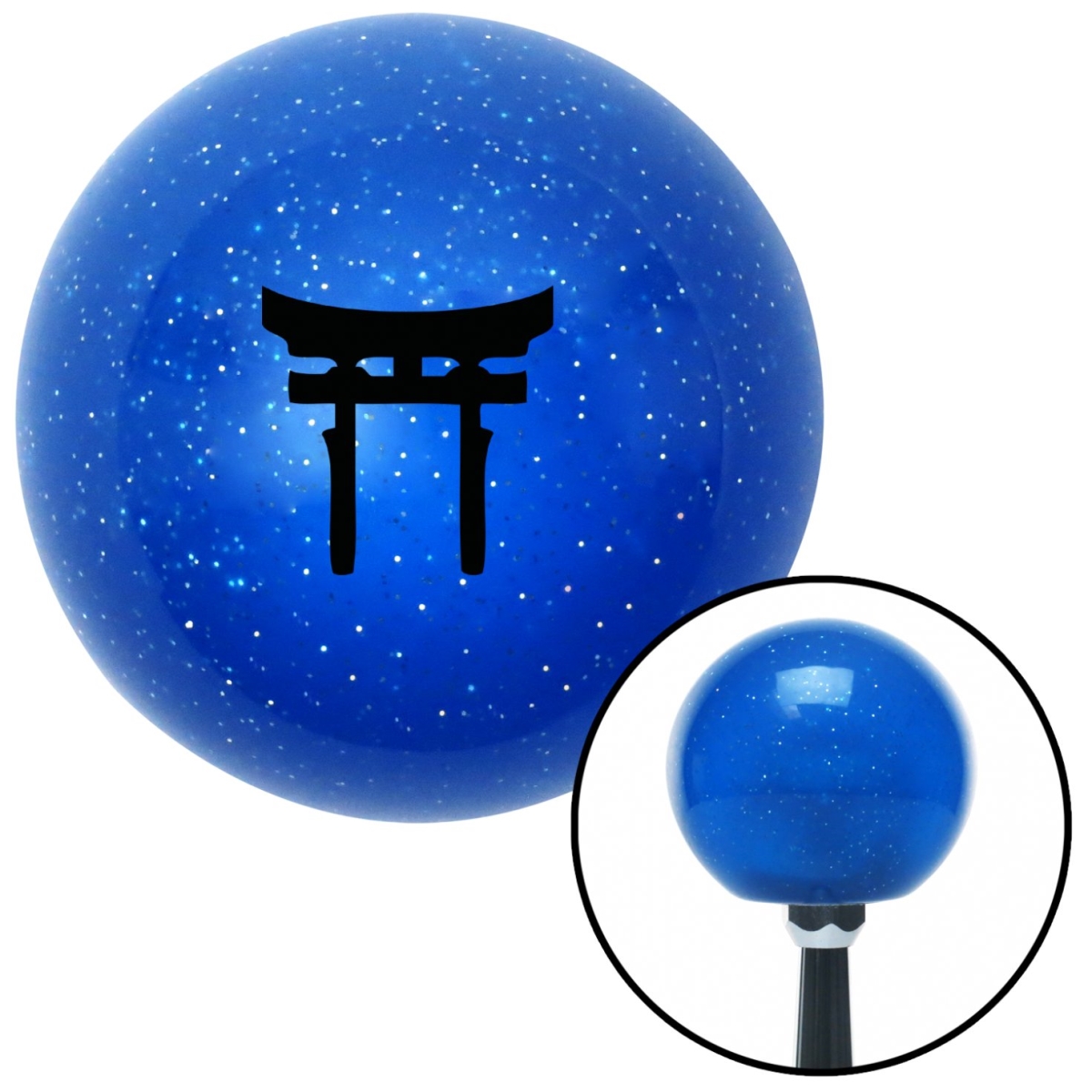 American Shifter 25357 Black Torii Blue Metal Flake Shift Knob with M16 x 1.5 Insert Shifter Auto Manual