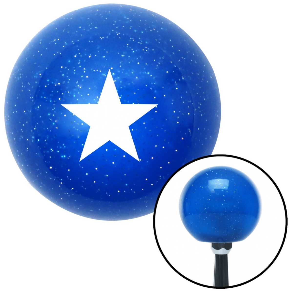 American Shifter 26022 White Rear Admiral Lower Half Blue Metal Flake Shift Knob with M16 x 1.5 Insert