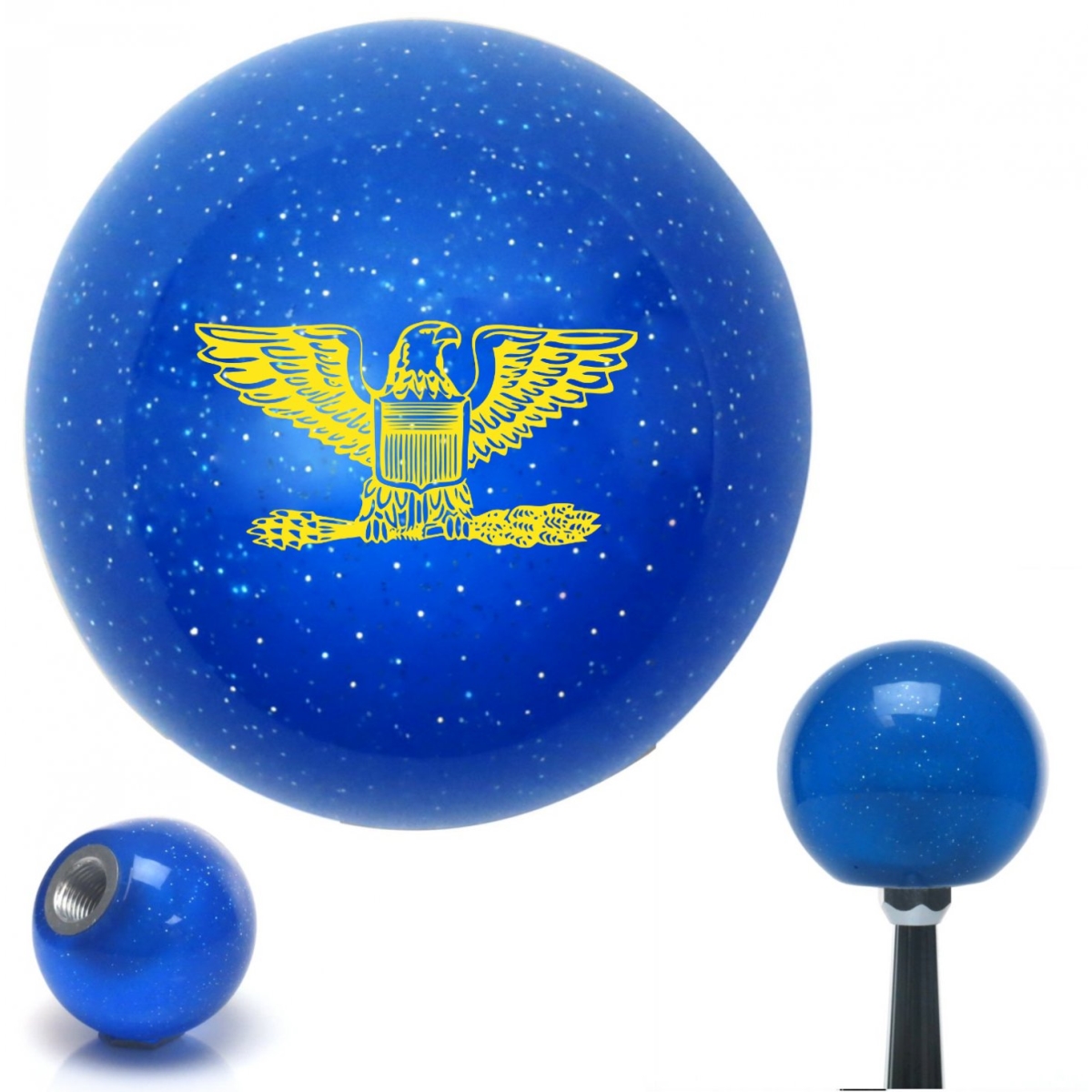 American Shifter 26255 Yellow Coast Guard Captain Eagle Blue Metal Flake Shift Knob with M16 x 1.5 Insert