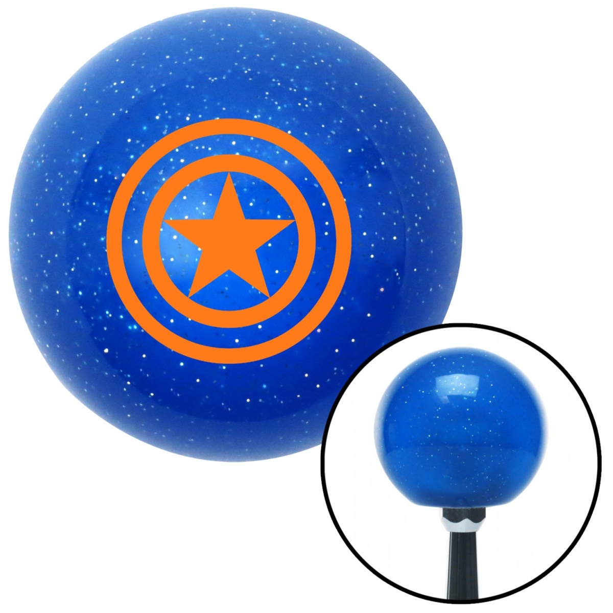 American Shifter 26654 Orange Star Inside Circles Blue Metal Flake Shift Knob with M16 x 1.5 Insert Auto