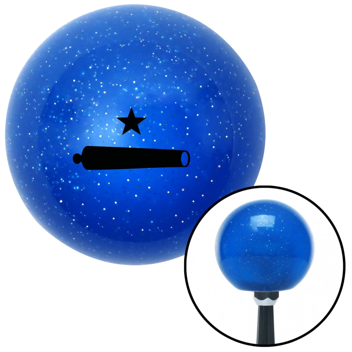 American Shifter 27807 Black Come & Take It Blue Metal Flake Shift Knob with M16 x 1.5 Insert Shifter