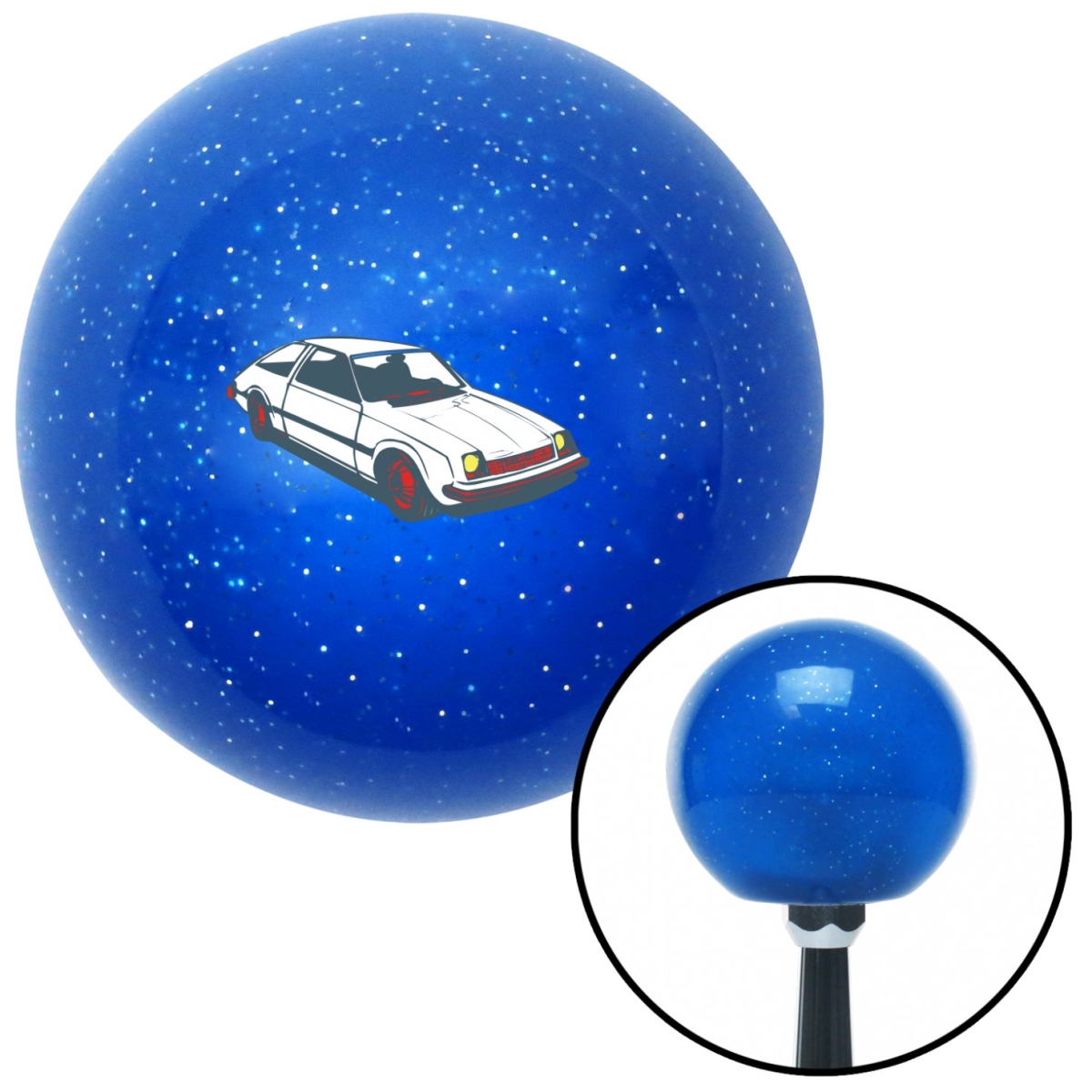 American Shifter 27953 Hatchback White Blue Metal Flake Shift Knob with M16 x 1.5 Insert Shifter Auto Brody