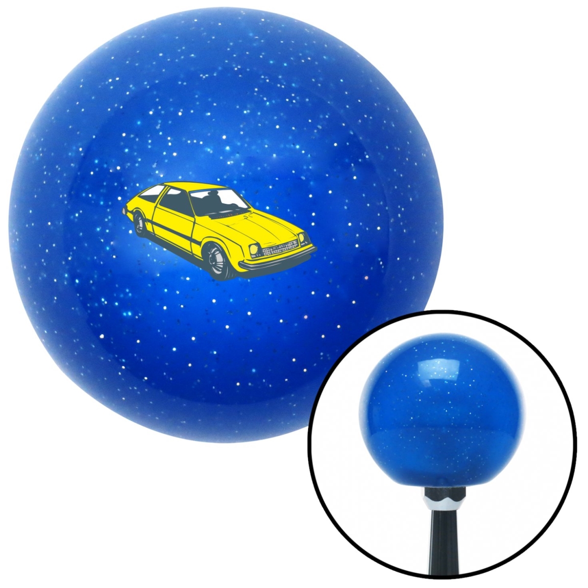 American Shifter 27954 Hatchback Yellow Blue Metal Flake Shift Knob with M16 x 1.5 Insert Shifter Auto